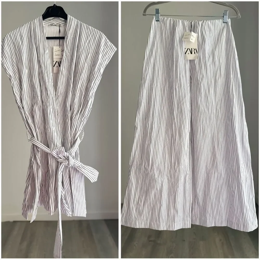 Zara Co-Ord Set Rigid Wrinkled Kimono Top
And Wide Pants - Picture 9 of 9